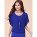 Women's Plus Size Summer T-shirt,Solid Round Neck Short Sleeve Blue / Red / White / Black / Purple Polyester Thin