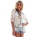 Women's Solid White Blouse,Round Neck ? Length Sleeve
