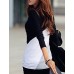 Women's Casual Round Collar Long Sleeve Spliced Color Block T-shirt