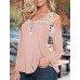 Women's Patchwork Lace Strap Off-The-Shoulder All Match Loose Casual V Neck Long Sleeve Plus Size T-shirt