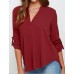 New Blusas Sexy V Neck Chiffon Women Blouse Casual Long Sleeve OL Style Solid Shirts Tops Plus Size