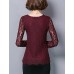 Women's Casual/Daily Sexy Fall Blouse,Solid Round Neck Long Sleeve Pink / Red / White / Black / Gray