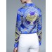 Women's Casual/Daily Vintage All Seasons ShirtPrint Shirt Collar Long Sleeve Blue Polyester Medium