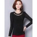 Spring Fall Women's Going out Fashion Wild Solid Color Patchwork Round Neck Long Sleeve Shirt