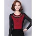 Spring Fall Women's Going out Fashion Wild Solid Color Patchwork Round Neck Long Sleeve Shirt