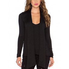 Women's Holiday Sexy / Boho Summer Blouse,Solid Cowl Long Sleeve Black Rayon Thin