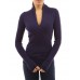 Spring / Fall Going out Casual Women's T-shirt Solid Color Sexy V Neck Long Sleeve Black / Purple Slim Tops