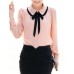 Women's Cute Contrast Bow Collar Half Sleeve Shirt