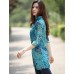 Women's Casual/Daily Boho Summer Blouse,Floral Stand ? Sleeve Blue Polyester Thin