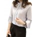 Women's Casual/Daily Simple Spring / Fall Shirt,Solid / Letter Shirt Collar Long Sleeve Blue / White Others Thin