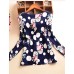 Women's Print BlueWhite Blouse , Round Neck Long Sleeve