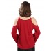 Women's Patchwork Lace Strap Off-The-Shoulder All Match Loose Casual V Neck Long Sleeve Plus Size T-shirt