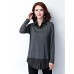 Women's Plus Size / Work Simple Fall Shirt,Striped Pullover Shirt Collar Long Sleeve Gray Rayon / Polyester Medium