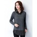 Women's Plus Size / Work Simple Fall Shirt,Striped Pullover Shirt Collar Long Sleeve Gray Rayon / Polyester Medium