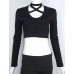 Women's Casual/Daily Simple Fall / Winter T-shirtSolid Asymmetrical Long Sleeve Black Cotton Medium