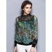 Women's Going out Street chic Fall T-shirtPrint Crew Neck Long Sleeve Green Polyester Thin