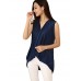 Women's Solid Blue Tanks,V Neck Sleeveless