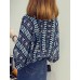 Women's Going out / Casual/Daily Vintage Summer Blouse,Print V Neck ? Sleeve Blue / Orange Polyester Thin