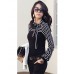 Women's Bow Neck Stripes Print Long Sleeves T-shirt