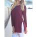 Women's Casual/Daily Sexy All Seasons T-shirt,Patchwork Round Neck Long Sleeve Red / Beige / Black Cotton / Rayon Thin