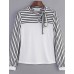 Women's Bow Neck Stripes Print Long Sleeves T-shirt