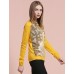 Women's Going out Street chic Spring / Fall T-shirtPrint Round Neck Long Sleeve White / Yellow Cotton