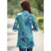 Women's Casual/Daily Boho Summer Blouse,Floral Stand ? Sleeve Blue Polyester Thin