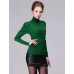 Women's Plus Size / Sexy Spring Blouse,Solid Turtleneck Long Sleeve Black / Green / Purple Cotton / Rayon Medium