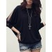 Women's Batwing Round Neck Sheer Mesh Cape Sleeve Loose T-Shirt