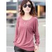 Women's Casual Stretchy Long Sleeve Regular Blouse (Cotton Blends)