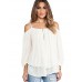 Women's Casual/Daily Simple Fall BlouseSolid Strap Long Sleeve White Cotton Opaque