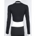 Women's Casual/Daily Simple Fall / Winter T-shirtSolid Asymmetrical Long Sleeve Black Cotton Medium