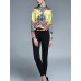 Women's Casual/Daily Vintage All Seasons ShirtPrint Shirt Collar Long Sleeve Yellow Polyester Medium