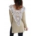 Women's Casual/Daily Sexy All Seasons T-shirt,Patchwork Round Neck Long Sleeve Red / Beige / Black Cotton / Rayon Thin