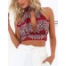 Women's Going out / Party/Cocktail Sexy / Vintage Summer / Fall Tank Top,Print Halter Sleeveless Red Spandex Medium