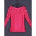 Women's Patchwork Lace Slim All Match Fashion Street chic Simple Plus Size T-shirt,Round Neck Long Sleeve