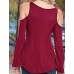 Women's Patchwork Lace Strap Off-The-Shoulder All Match Loose Casual V Neck Long Sleeve Plus Size T-shirt