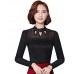 Spring Fall Women's Going out Fashion Wild Casual Solid Color Patchwork Stand Long Sleeve Blouse