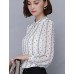 Spring Fall Going out Casual Women's Tops Fashion Striped Print Shirt Collar Long Sleeve Slim Chiffon Blouse