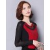 Spring Fall Women's Going out Fashion Wild Solid Color Patchwork Round Neck Long Sleeve Shirt