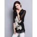 Women's Casual/Daily Plus Size / Street chic Summer Blouse,Floral V Neck ? Sleeve Black Polyester Thin