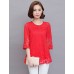 Women's Casual/Daily Simple / Boho Summer Blouse,Solid Round Neck Long Sleeve Pink / Red / White / Black / Gray Rayon / Polyester Sheer