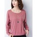 Women's Plus Size Simple Fall T-shirtSolid Round Neck Long Sleeve Red / Black / Gray Polyester Medium