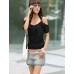 Women's Off Shoulder Strap Flutter T-shirt