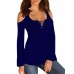 Women's Plus Size / Casual/Daily Simple Fall T-shirtSolid U Neck Long SleevePurple Polyester Medium