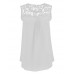 Women's Patchwork Lace Chiffion Slim Loose Plus Size Hollow Out Tanks,Round Neck Sleeveless