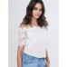 Women's Lace Cutout Off Shoulder Patchwork T-shirt