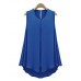 Women's Casual/Daily Simple Summer Blouse,Solid Round Neck Sleeveless Blue / Beige Polyester Medium