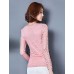 Spring Fall Casual Plus Size Women's Tops Solid Color V Neck Long Sleeve Lace Blouse Pink / White / Black