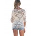 Women's Beach Sexy / Boho Blouse,Solid Round Neck ? Length Sleeve White Rayon Medium